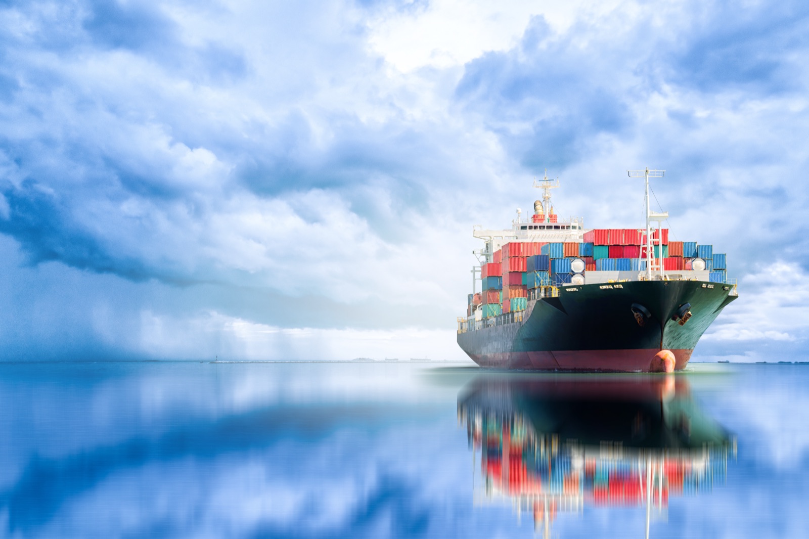 Container ship carrying crop input cargo across global trade routes